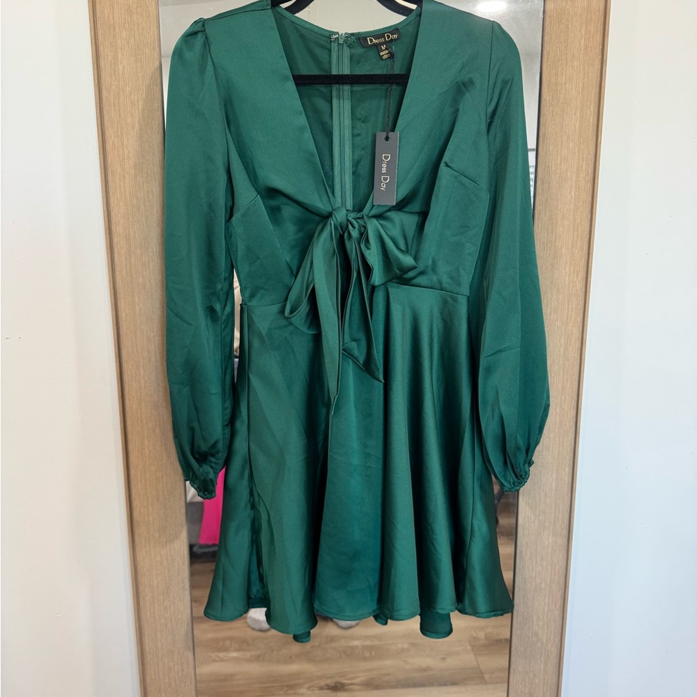 Chic Teal Long Sleeve Dress by Daz Dot